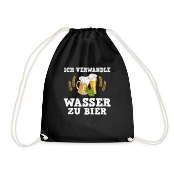 Ich verwandle Wasser zu Bier Hobbybrauer zu Hause - Turnbeutel - Schwarz - Vorne