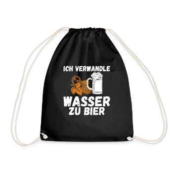 Ich verwandle Wasser zu Bier Brauerei und Hobby Bi - Turnbeutel - Schwarz - Vorne