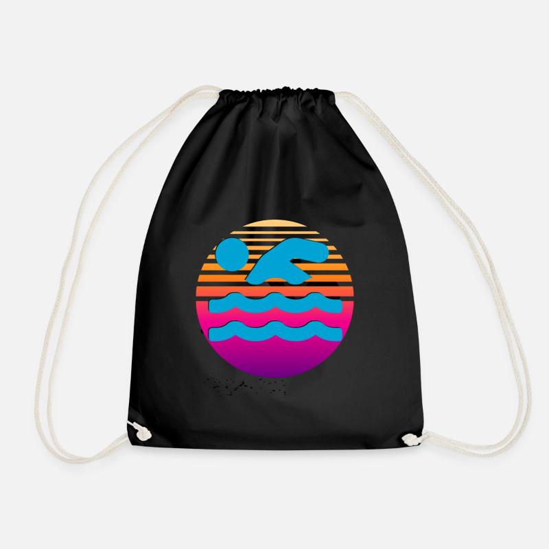 Vintage Schwimmen - Turnbeutel - Schwarz