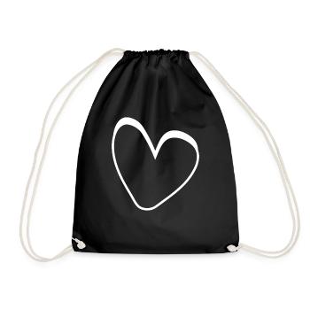 Simple White Heart - Drawstring Bag - black - Front