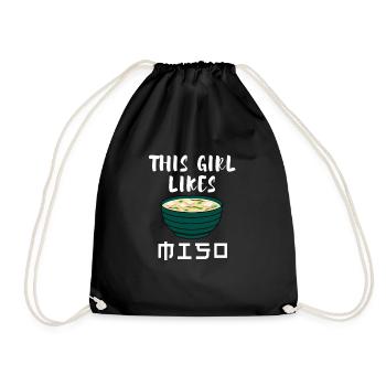 Girl Likes Miso Soup Ramen Japanese Food - Drawstring Bag - black - Front