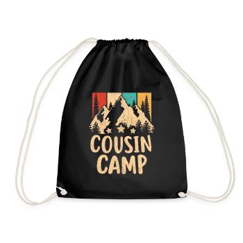Cousin Crew Camping Outdoor Sunset Summer Camp - Drawstring Bag - black - Front