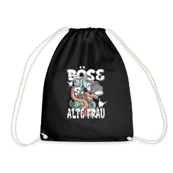 Evil old woman - crazy unicorn - Drawstring Bag - black - Front