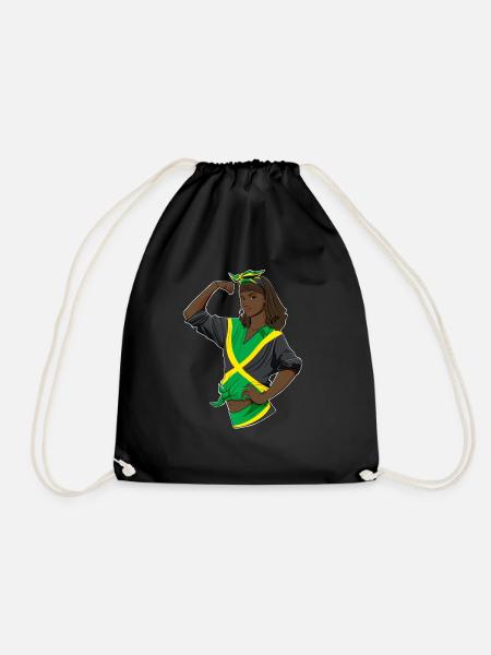 Jamaican Girl Unbreakable I Jamaican Heritage I - Drawstring Bag - black