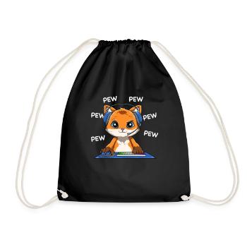 Gamer Fox - Online-Spiele Computer-Videospiele - Turnbeutel - Schwarz - Vorne