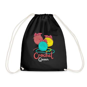 Cute Crochet Art For Knitter & Crocheter - Drawstring Bag - black - Front