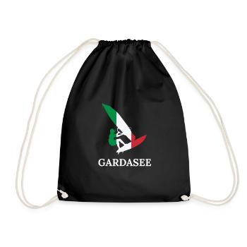 Gardasee Italien Urlaub Design für Windsurfer - Turnbeutel - Schwarz - Vorne