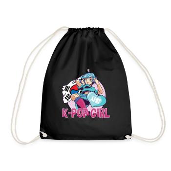 K-Pop Girl K-Drama Kpop - Drawstring Bag - black - Front