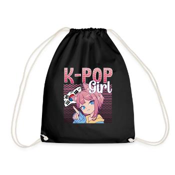K-Pop Girl K-Drama Kpop - Drawstring Bag - black - Front