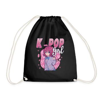 K-Pop Girl K-Drama Kpop - Drawstring Bag - black - Front