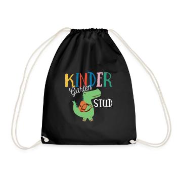 Children's Garden Stud Dinosaur Dino Shirt Gift - Drawstring Bag - black - Front