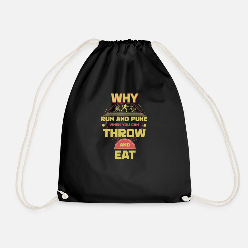 Shot Put I Athletics Discus Thrower Motif - Drawstring Bag - black