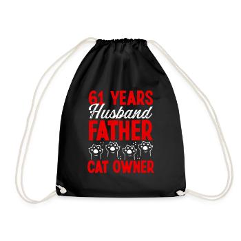 61 for Men Husband Father Day 61 Year Cat Dad - Turnbeutel - Schwarz - Vorne