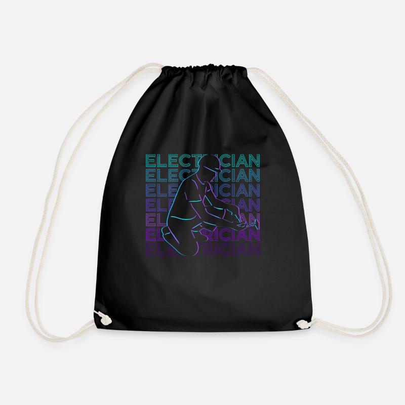 Electrician Retro Gift - Drawstring Bag - black