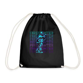 Firefighter Firefighting Firefighter Retro - Drawstring Bag - black - Front