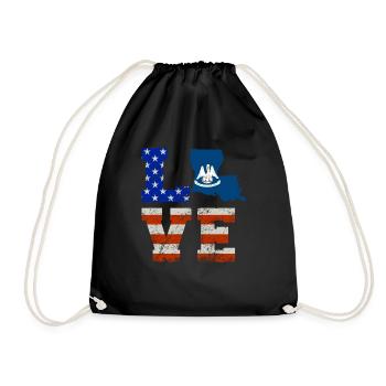 Liebes louisiana Usa flaggen geschenk - Turnbeutel - Schwarz - Vorne