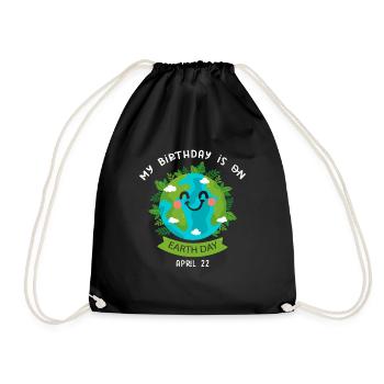 Süße Erde Tag 22 April Geburtstag Anime Geschenk - Turnbeutel - Schwarz - Vorne
