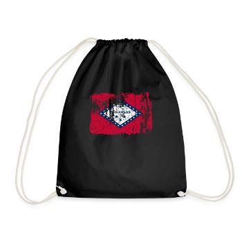 Arkansas Home Flag Gift - Drawstring Bag - black - Front