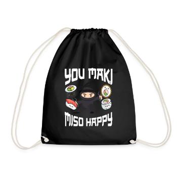 Ninja Ninjutsu Judo Katana Kids Shuriken Warrior - Drawstring Bag - black - Front
