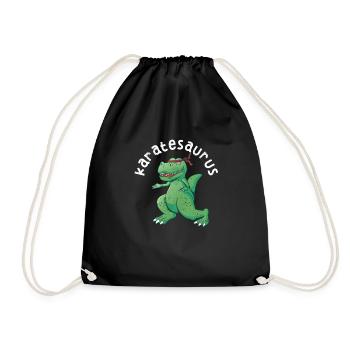 Karatesaurus Trex Karate Lustig Dinosaurier Kampf - Turnbeutel - Schwarz - Vorne