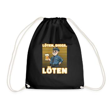 Löten Digga Löten Biertrinker Bier Vollizei - - Turnbeutel - Schwarz - Vorne