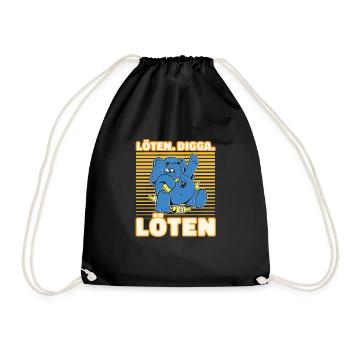 Löten Digga Löten Biertrinker Bier Elefant - - Turnbeutel - Schwarz - Vorne