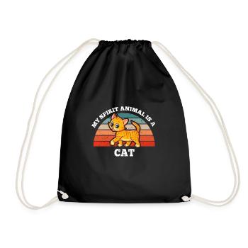 Retro Vintage My Spirit Animal Is A Cat - Drawstring Bag - black - Front