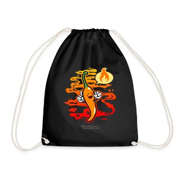 Chili Kawaii Comic Chili Pepper - Drawstring Bag - black - Front