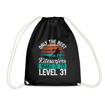31 Kitesurf Level 31 Year Retro Kiteboarding - Drawstring Bag - black - Front