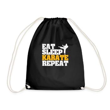 Eat Sleep Karate Repeat Funny Martial Arts - Drawstring Bag - black - Front