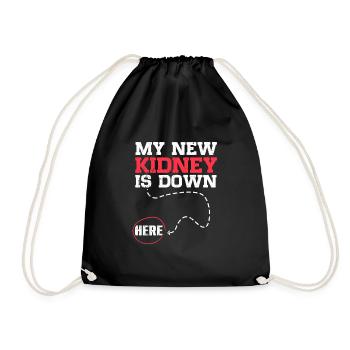 My New Kidney Is Down Here Funny Organ Recipient - Drawstring Bag - black - Front