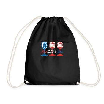 Red Wine & Blue Wine Glasses Red White Blue 4th of - Drawstring Bag - black - Front