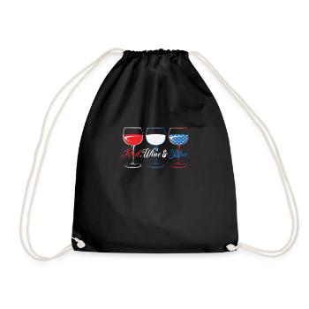 Red Wine & Blue Wine Glasses Red White Blue 4th of - Drawstring Bag - black - Front
