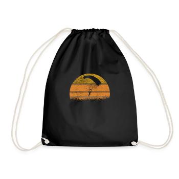 Paragliding Gleitschirmfliegen Paraglider Retro - Drawstring Bag - black - Front