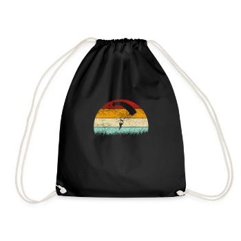 Paragliding Gleitschirmfliegen Paraglider Retro - Drawstring Bag - black - Front