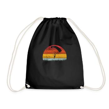 Paragliding Gleitschirmfliegen Paraglider Retro - Drawstring Bag - black - Front