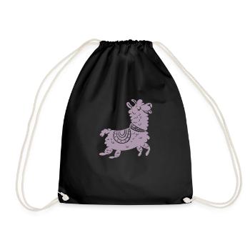 süßes Lama Alpaca - Turnbeutel - Schwarz - Vorne