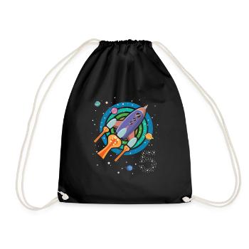 Rocket 5 Years Birthday Spaceship - Drawstring Bag - black - Front