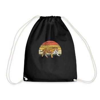Tiger Tier Raubtier Afrika Safari Bunt Cartoon - Turnbeutel - Schwarz - Vorne