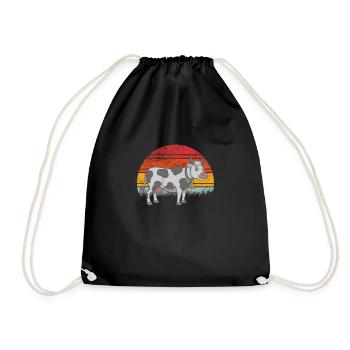 Kuh Retro Vintage Kühe - Turnbeutel - Schwarz - Vorne