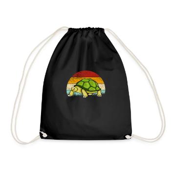 Turtle Retro Turtles Vintage Cartoon - Drawstring Bag - black - Front
