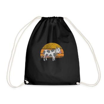 Kuh Kühe Rinder Kälber Kalb Bullen Retro Vintage - Turnbeutel - Schwarz - Vorne