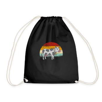 Kuh Retro Vintage Kühe - Turnbeutel - Schwarz - Vorne