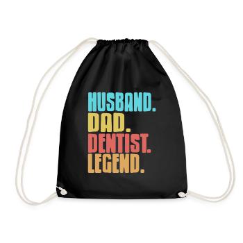 Husband. Dad. Dentist. Legend. Awesome T-Shirt - Turnbeutel - Schwarz - Vorne