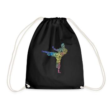 Karate Martial Arts Word Cloud Okinawan Japanese - Drawstring Bag - black - Front