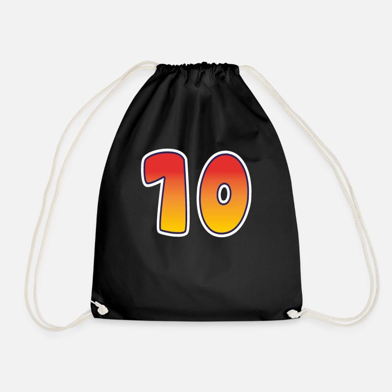 Zahl 10 Rot - Oranges Design - Turnbeutel - Schwarz