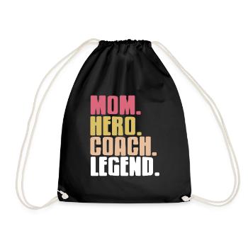 Mom. Hero. Coach. Laying. Retro Coaching Tea - Drawstring Bag - black - Front