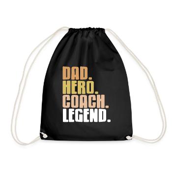 Dad. Hero. Coach. Laying. Retro Coaching Tea - Drawstring Bag - black - Front