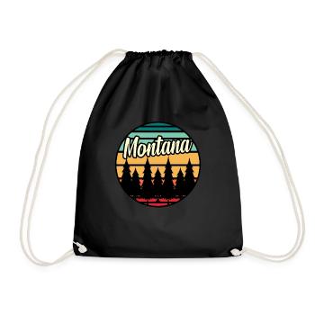 Montana skyline gift - Drawstring Bag - black - Front