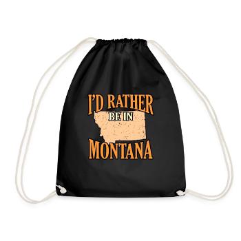 I would rather be in Montana gift - Drawstring Bag - black - Front
